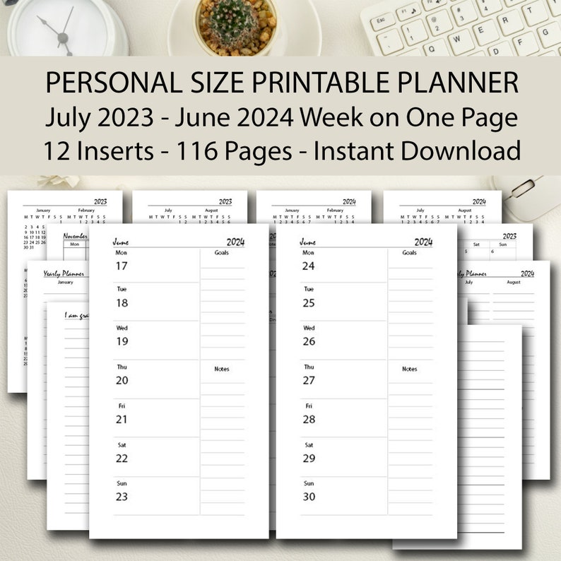 20232024 Midyear Personal Size Planner Printable 2023 2024 Etsy UK