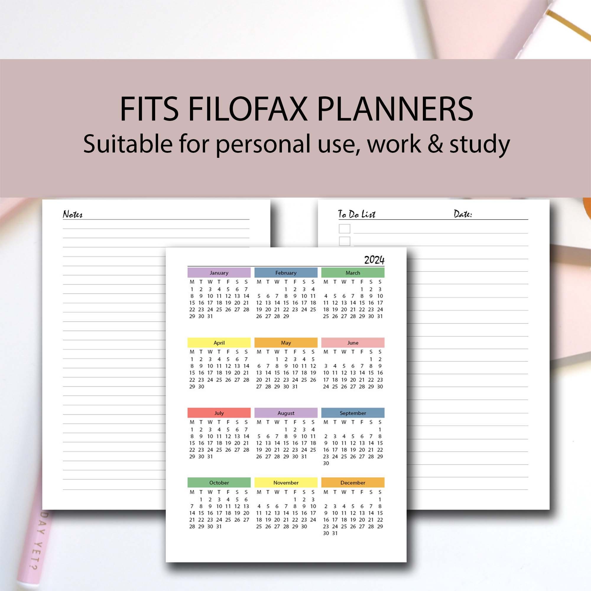 20242025 Organizer Printable Rainbow BUNDLE, A5/a4/half Letter/letter