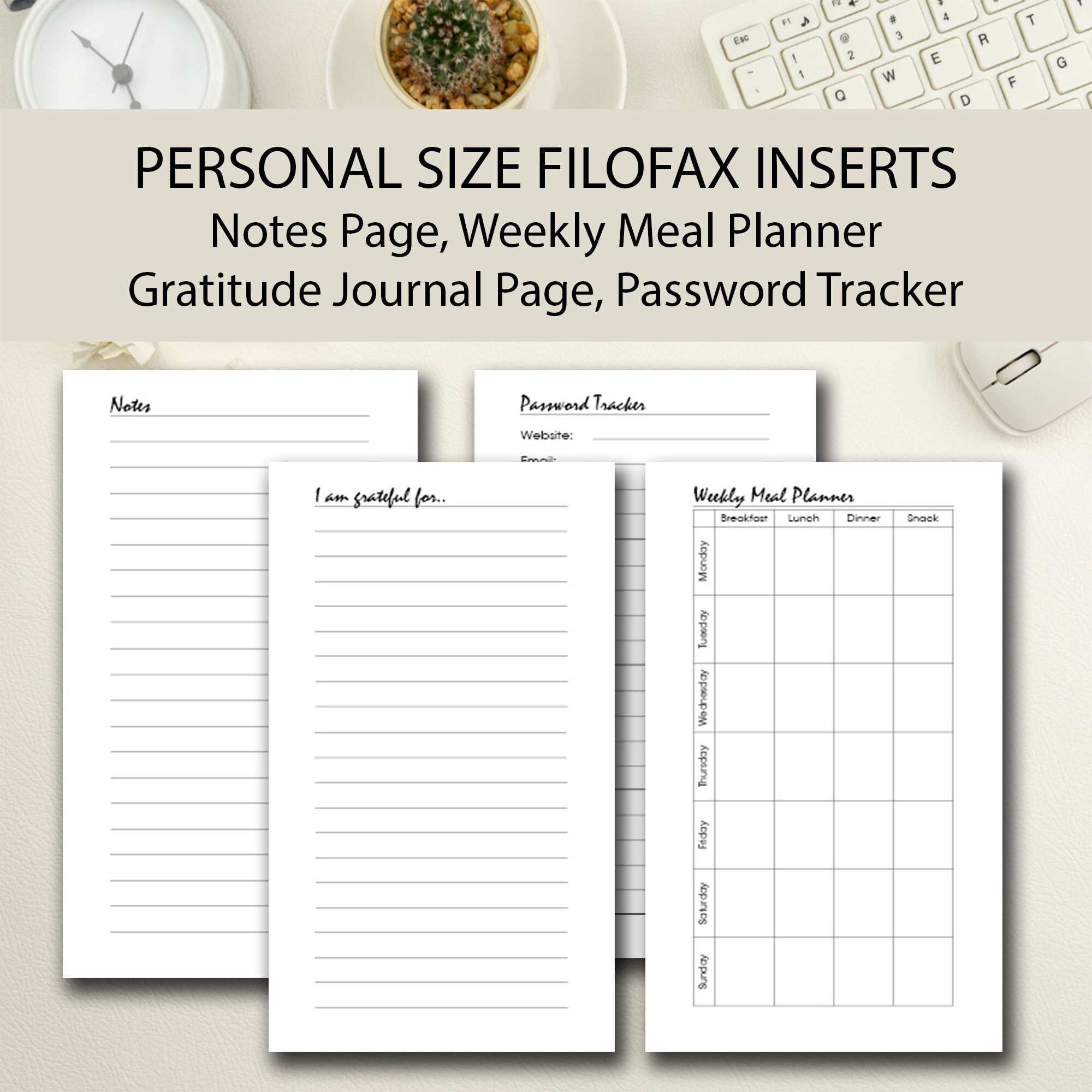 2024 Personal Size Daily Weekly Monthly Yearly Planner Printable Insert ...