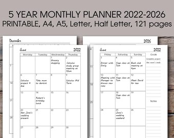 5 Year Planner - Etsy