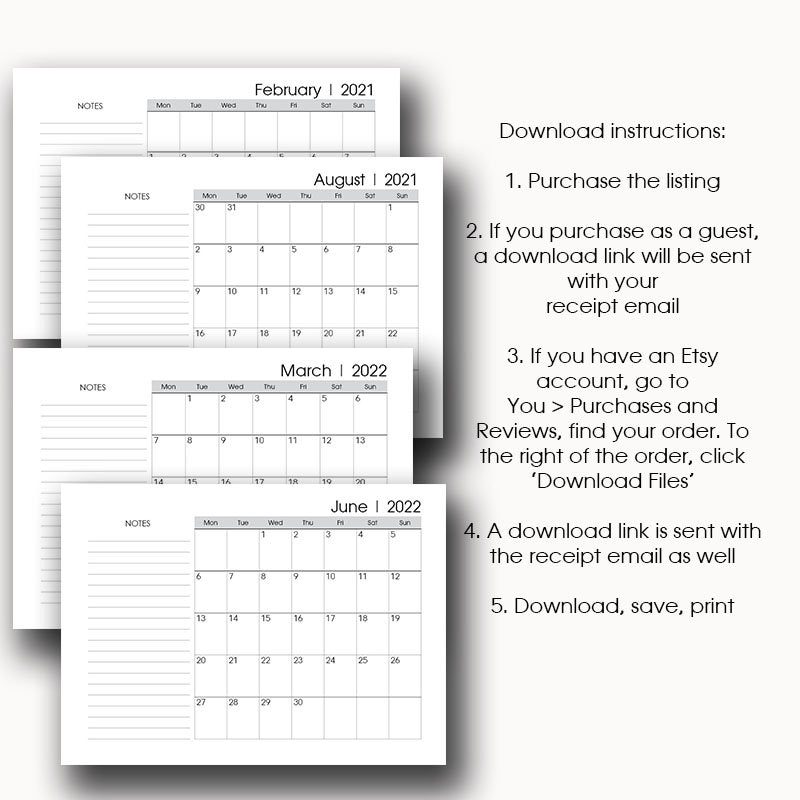 monthly planner printable 2022 calendar insert 2022 a3 wall etsy