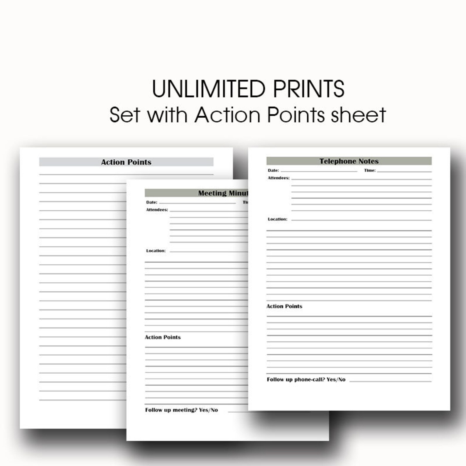 Meeting Notes Action Points Printable Office Supplies A4 | Etsy
