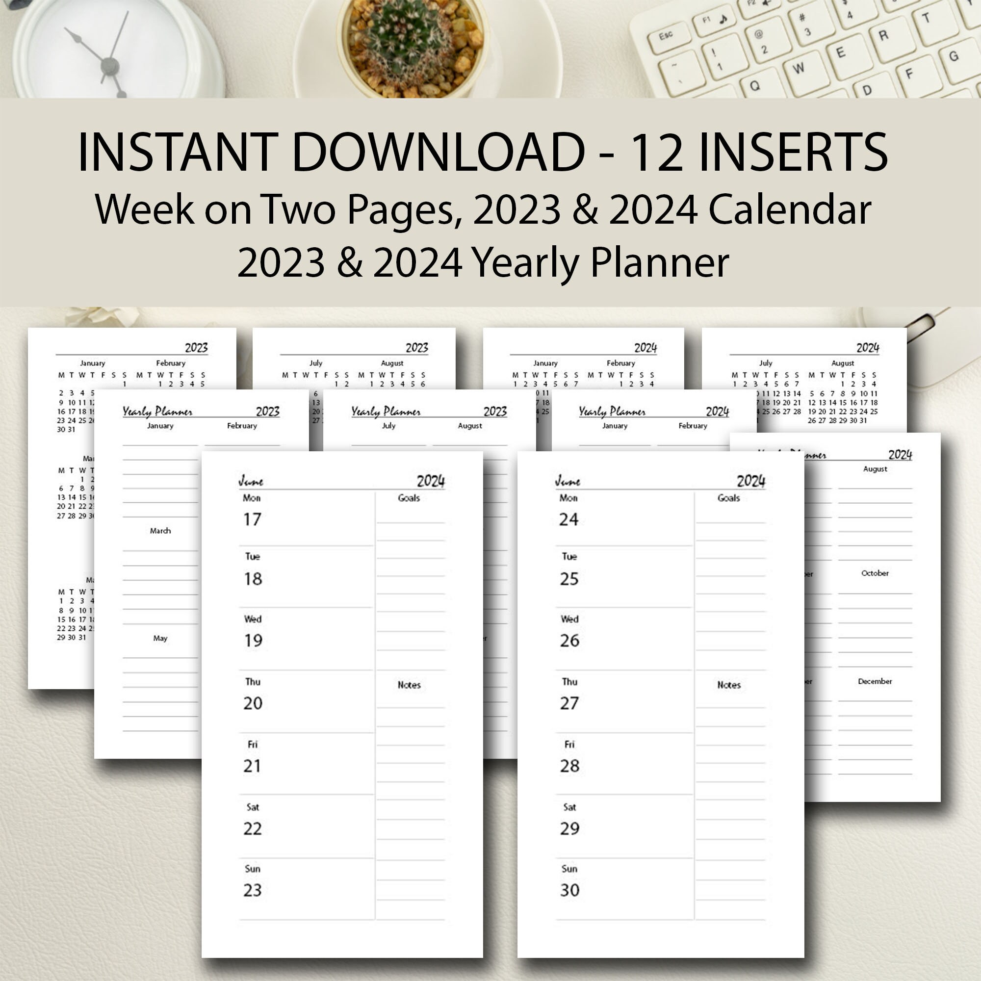 20232024 Midyear Personal Size Planner Printable 2023 2024 Etsy UK