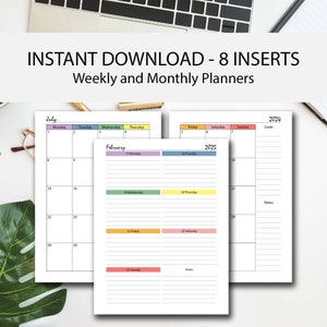 20242025 Weekly Planner Printable Rainbow BUNDLE, A4/a5/half Letter