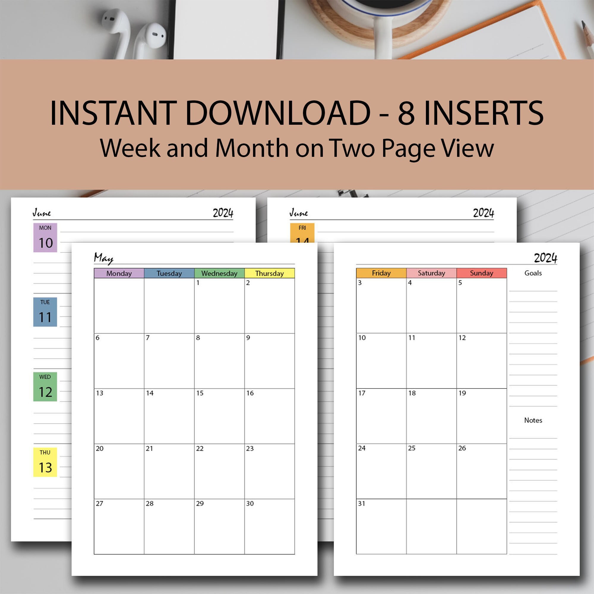 20232024 Planner Printable Midyear Rainbow BUNDLE, A5/A4/US Half
