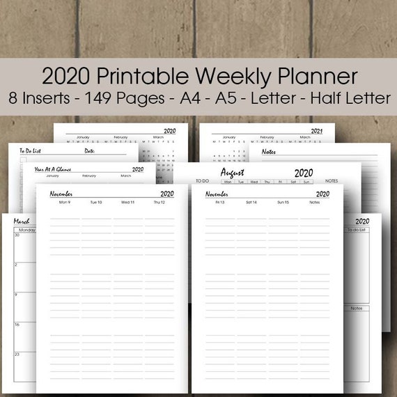2020 Happy Planner Printable A5 Filofax Insert A4 Letter Etsy