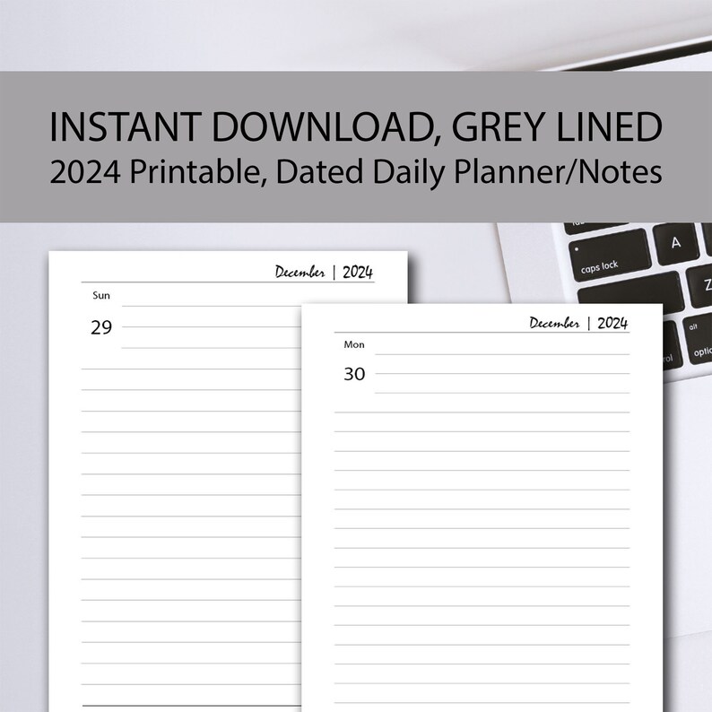 2024 Daily Journal Printable, 2024 Daily Diary Printable, A4/a5/half