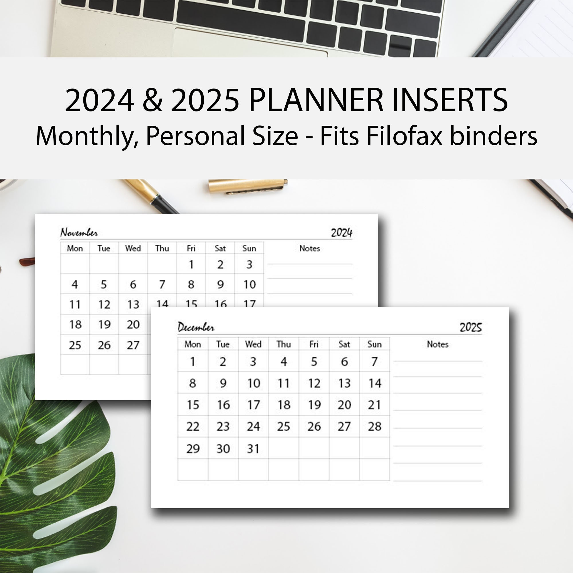 2024 Monthly Calendar Printable Personal Size, 2024 Monthly Planner ...