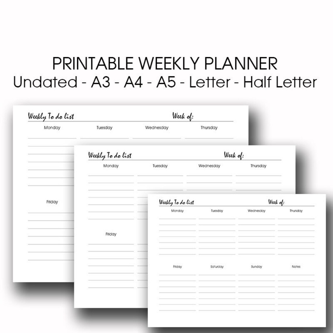 A3 Weekly Planner Printable A5 Filofax Insert A4 Letter Half Etsy A3 weekly planner printable a5 filofax insert a4 letter half etsy