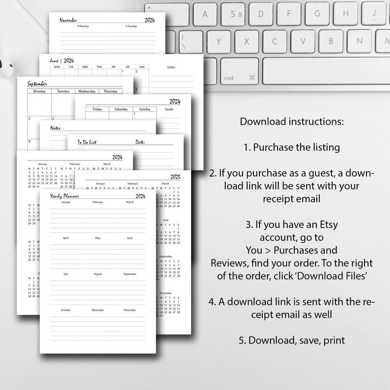 2024 Weekly Planner Printable BUNDLE A4 A5 Insert Half Etsy UK