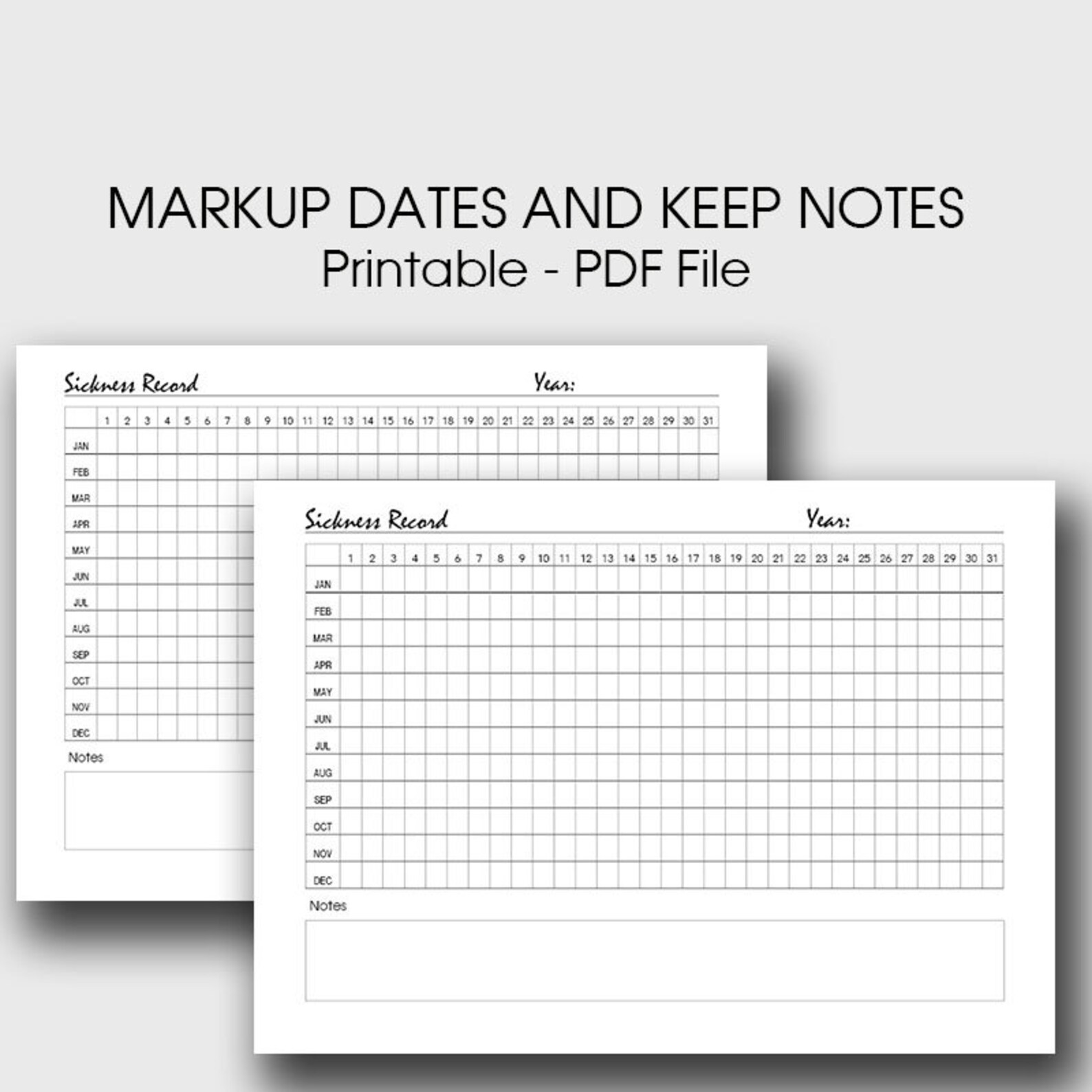 Sickness Record Keeper Printable Sickness Planner Staff | Etsy