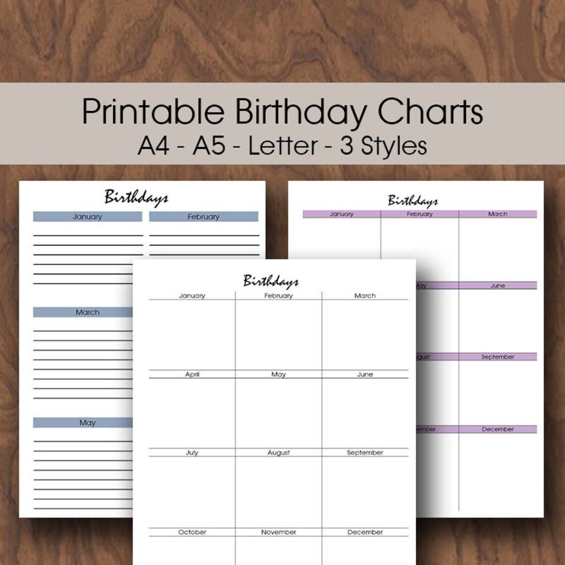 Birthday Reminder Printable PDF Instant Download A4 A5 Letter | Etsy