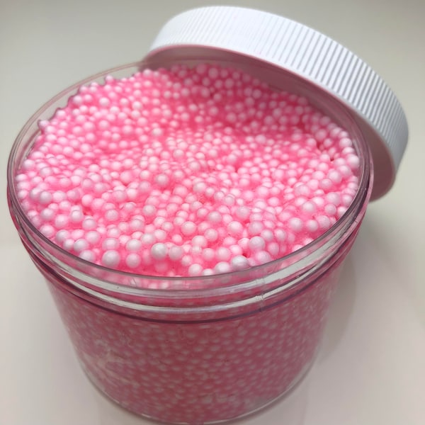 Strawberry Cheesecake Floam Slime - Clear Based Slime w/ Foam Beads (Scented)