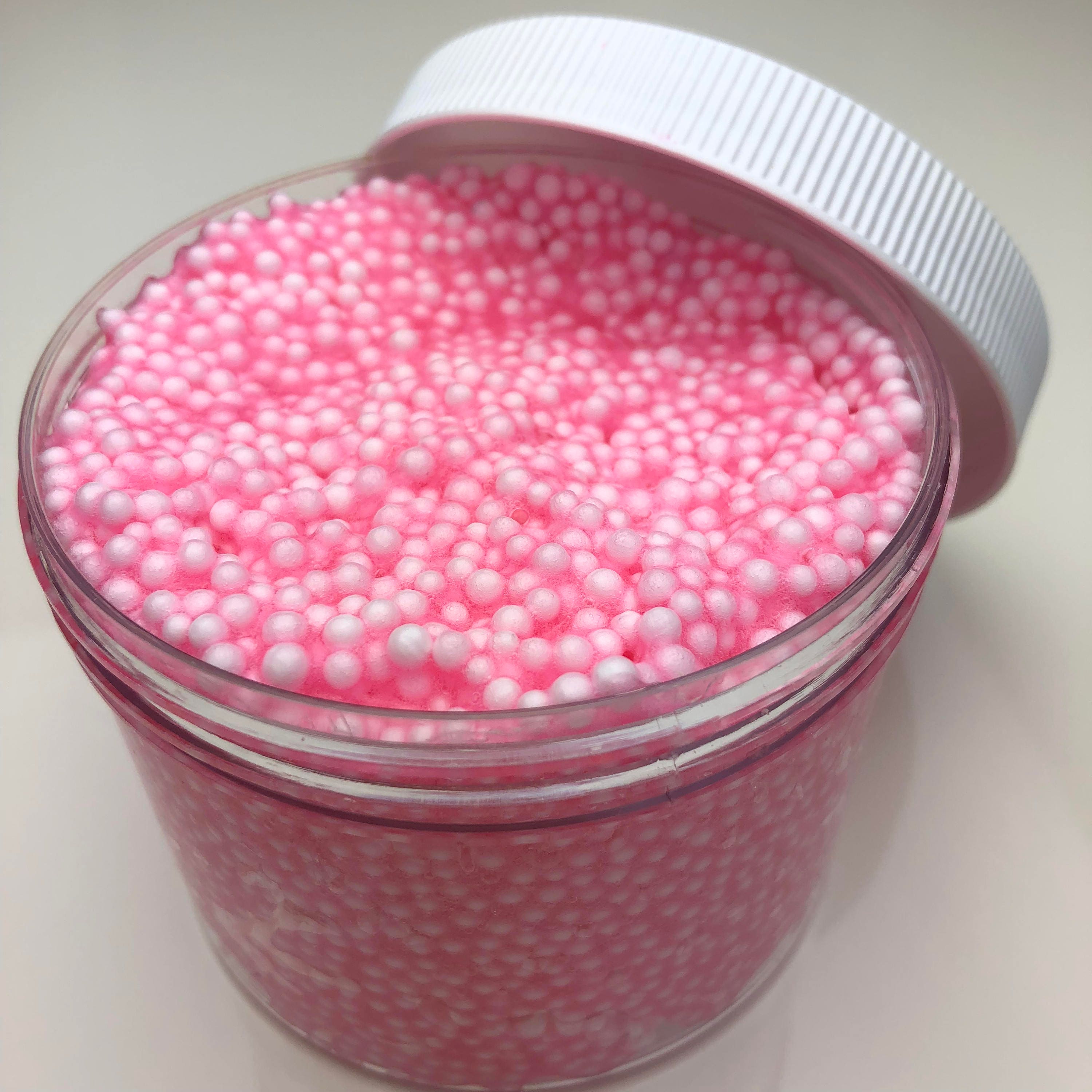 Strawberry Cheesecake Floam Slime Clear Based Slime W/ Foam Beads