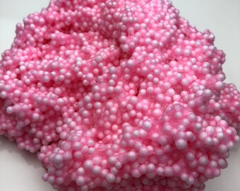Strawberry Cheesecake Floam Slime Clear Based Slime W/ Foam Beads