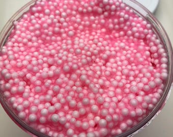 Strawberry Cheesecake Floam Slime Clear Based Slime W/ Foam Beads