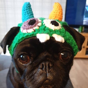 Crochet monster dog hat; monster pug hat; hats for dogs; hats for pugs; crochet hat; pug hat; winter hat; crochet hat; monster dog hat;