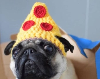 Crochet Pizza dog Hat; pizza hat; pug hat; hats for dogs; hats for pugs; crochet hat; pug hat; winter hat; crochet hat; pizza dog fashion