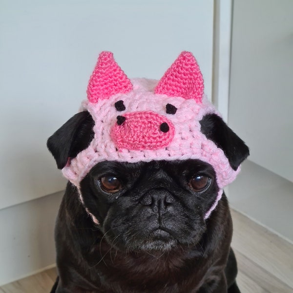 Chewies Piggy dog Hat; Crochet pig hat; piglet pug hat; hats for dogs; hats for pugs; crochet hat; pug hat; winter hat; crochet hat; pig hat