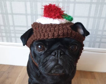 Dog Christmas Pudding Hat; Christmas hat; Christmas crochet; dog hat; winter hat; crochet dog hat; dog Christmas hat; Christmas Pudding; hat