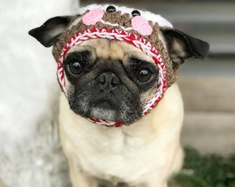 Christmas gingerbread person dog Hat; Crochet Christmas hat; pug hat; hats for dogs; Christmas hat; crochet; pug hat; winter hat; dog hat;