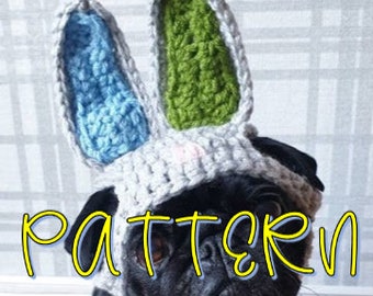 Crochet Dog Hat Easter Bunny **DIGITAL PATTERN**; crochet pattern; dog hat pattern; crochet dog hat