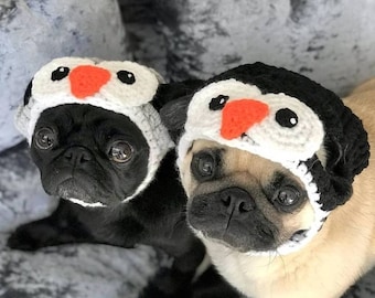 Penguin dog Hat; Crochet Christmas hat; pug hat; hats for dogs; Christmas hat; crochet; pug hat; winter hat; penguin hat; dog hat;