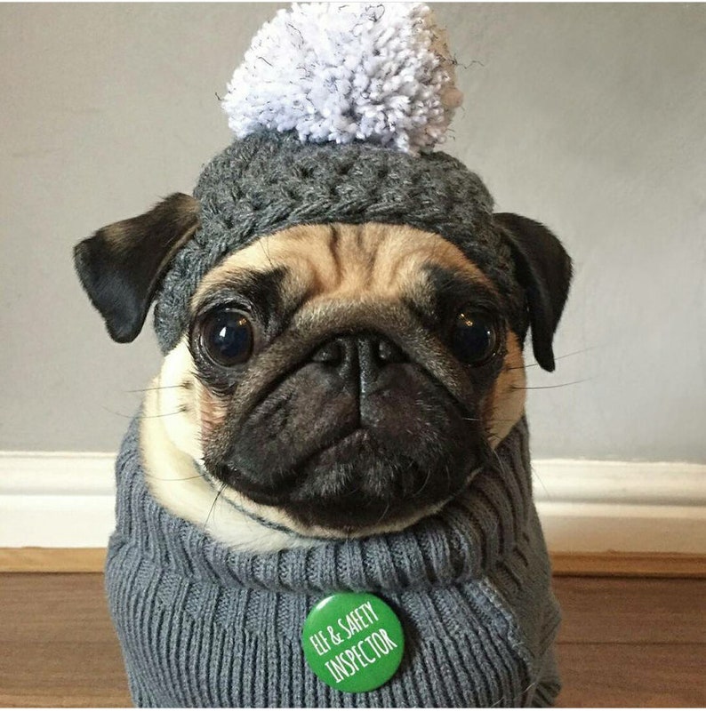 Crochet PomPom dog Hat; Crochet hat; pompom pug hat; hats for dogs; hats for pugs; crochet hat; pug hat; winter hat; crochet hat;dog fashion