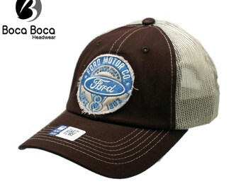 Hat - Ford Motor Company Distressed Patch Trucker Cap