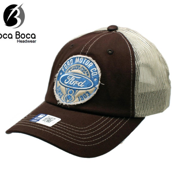 Hat - Ford Motor Company Distressed Patch Trucker Cap