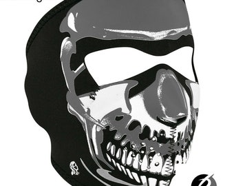 Full Face Mask Neoprene Chrome Skull Reversible to Black ZANheadgear WNFM023