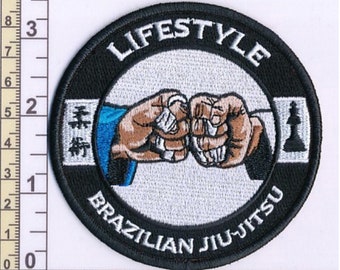 Brazilian Jiu Jitsu Lifestyle Patch (3.5 Inch) Fist Bump Iron or Sew-on Badge BJJ Kimono GI, Hat, Bag, Cap, Shirt, Martial Arts Gift Patches