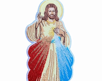 Jesus Christ Patch (5 Inch) Embroidered Iron-on/Sew-on Badge Catholic Church Symbol Christian Emblem Saint Religious Pilgrimage Gift Patches