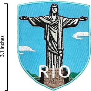 Kristusstatyns märke (7,5 cm) Stryk-på/Sy-på-märke Resemärke Rio de Janeiro Brasilien Souvenir Semesteremblem för Ryggsäckar DIY Presentmärken
