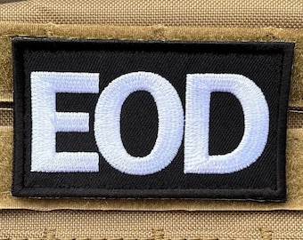 EOD Patch (3.5 Inch) Embroidered Badge Laser Cut (Hook + Loop) Fastener Backing Tactical Vest, Cap, Battle Vest / Airsoft Gift Patches