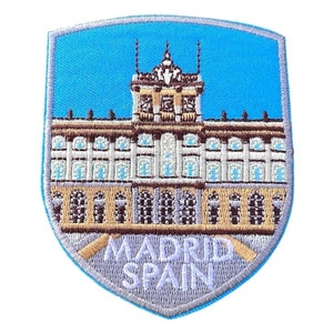 Madrid Spain Flag Patch (3 Inch) Embroidered Iron-on or Sew-on Badge Travel Europe Vacation Souvenir Shield Tourist Emblem Gift Patches