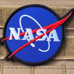 Usa NASA Space Center Astronaut Program Embroidered Hook Patch Blue Badge