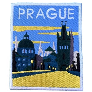 Prague Czech Republic Patch (3.5 Inch) Embroidered Iron-on/Sew-on Badge Travel Europe Vacation Souvenir Tourist Emblem European Gift Patches