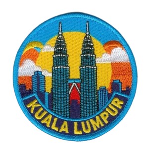 Parche bordado de Kuala Lumpur para planchar o coser (7,6 cm), emblema turístico para viajes, vacaciones en Malasia, regalo DIY