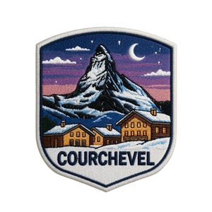 Courchevel Patch Embroidered Iron-on / Sew-on Badge Travel France Souvenir French Alps Skiing Gift Patches (80x65mm)