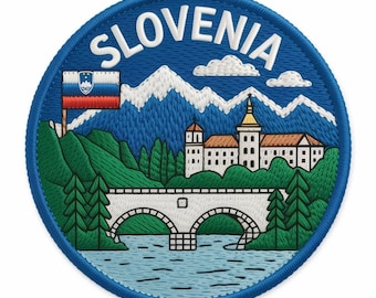 Slowenien Patch Gesticktes Aufnäher zum Aufbügeln (3,5 Zoll) Reise Europa Ljubljana Urlaub Souvenir Souvenir Souvenir Rucksack Geschenk Aufnäher