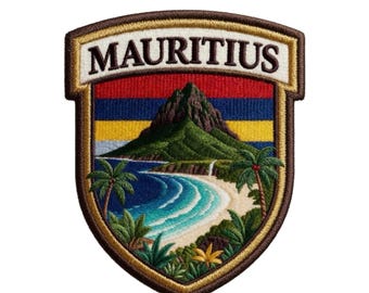 Mauritius Flag Patch Embroidered Iron-on / Sew-on Badge Travel Souvenir Vacation Flag Emblem Gift Patches (80x65mm)