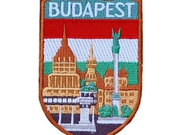 Budapest Shield Patch (3 Inch) Capital of Hungary Iron-on Badge Travel Europe Souvenir Emblem Backpacks Jackets Hats Bags Craft Gift Patches