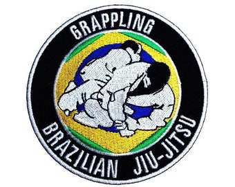 Grappling Brazilian Jiu Jitsu Patch (3.5 Inch) Iron/Sew-on Badge for BJJ Kimono GI, Gym Bag, Cap, Shirt, Martial Arts DIY Gift Patches