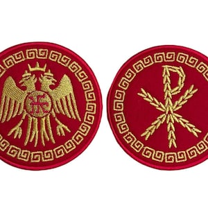 Patch Empire byzantin (3,5 pouces) Badge thermocollant/à coudre Bannerlord inspiré guerrier de Constantinople Empire romain d'orient aigle saints patchs
