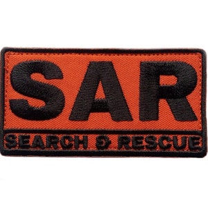 Search&Rescue SAR-patch (3 inch) geborduurd (klittenband) Velkro oranje SAR-teambadge Mountain Air Coast-ondersteuning Hoedpet Taspatches