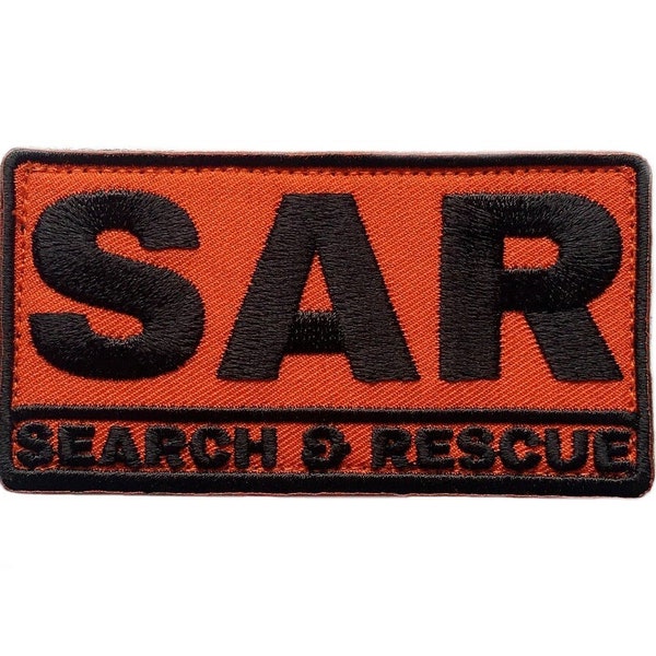 Such&Rescue SAR Patch (3 Inch) Gestickt (Haken + Schlaufe) Klettverschluss Orange SAR Team Badge Mountain Air Coast K-9 Hund Einheit Hut Kappe Tasche Aufnäher