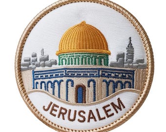 Jerusalem Patch Embroidered Iron-on/Sew-on Badge (3 Inch) Travel Souvenir Dome of the Rock Emblem Gift Patches
