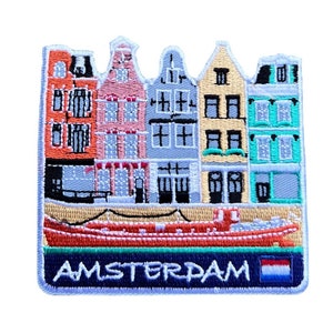 Amsterdam Netherlands Patch (3 Inch) Embroidered Iron-on/Sew-on Badge Travel Holland Emblem Dutch Europe Souvenir Crest Gift Patches