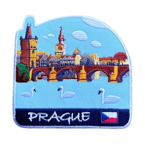 Prague Czech Republic Patch (3 Inch) Embroidered Iron-on/Sew-on Badge Travel Europe Praha Czechia Souvenir Emblem European Gift Patches